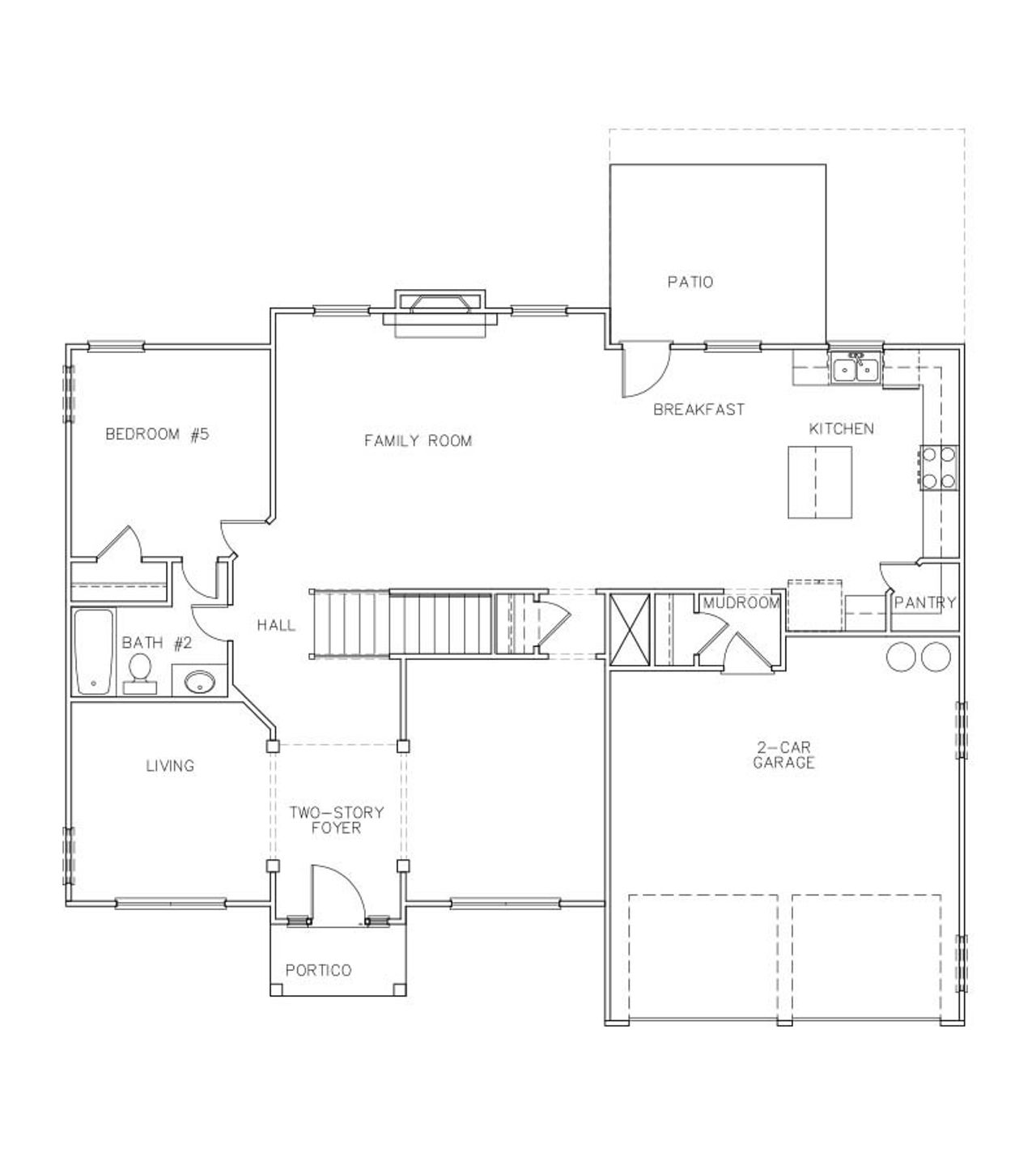 2D floor plan layout for the Dewhurst by Silverstone Communities in The Landing at Miller’s Ferry, Adairsville, GA (Image 2).
