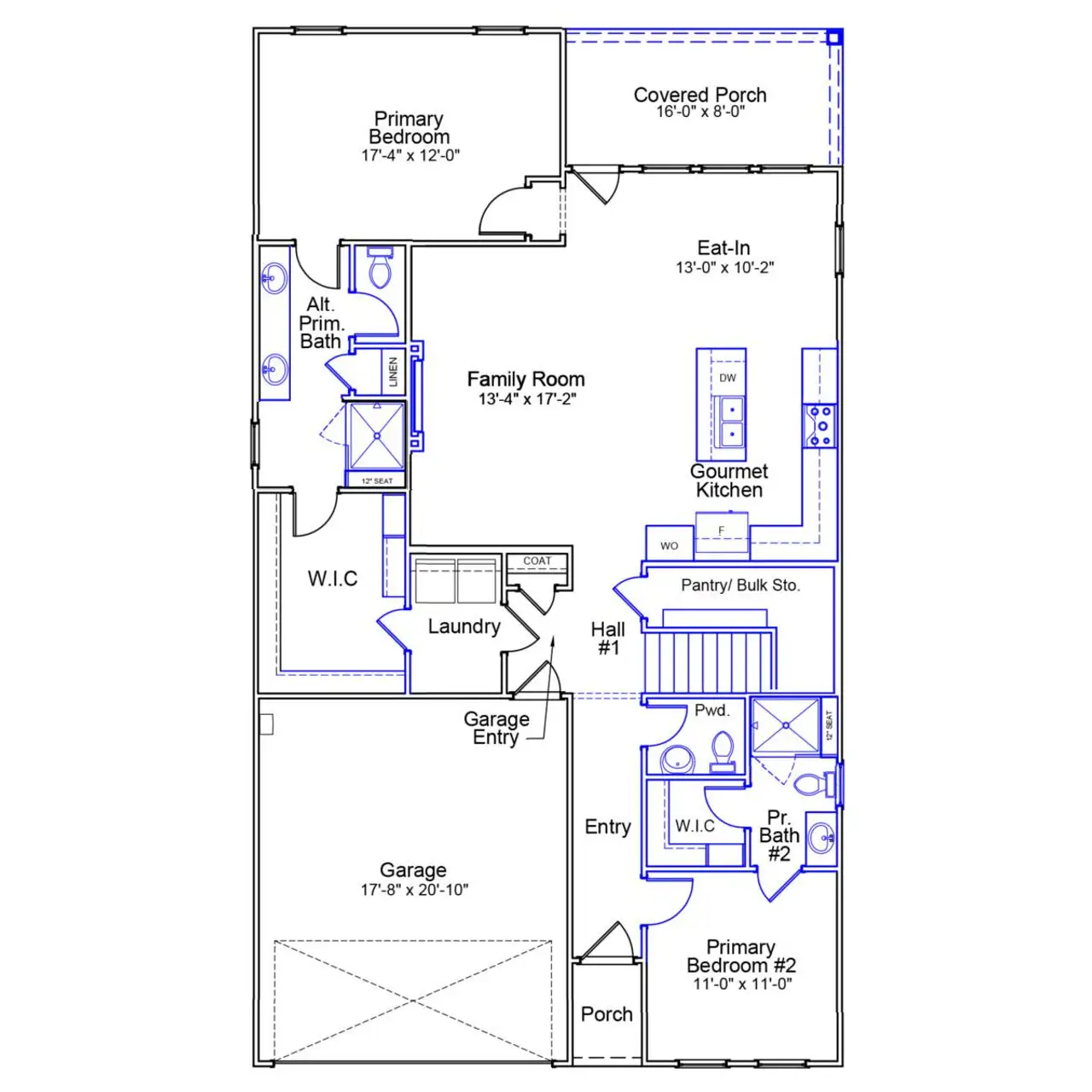 2D floor plan layout of this home in Ovation at Sweetbrier, Durham, NC (Image 2).