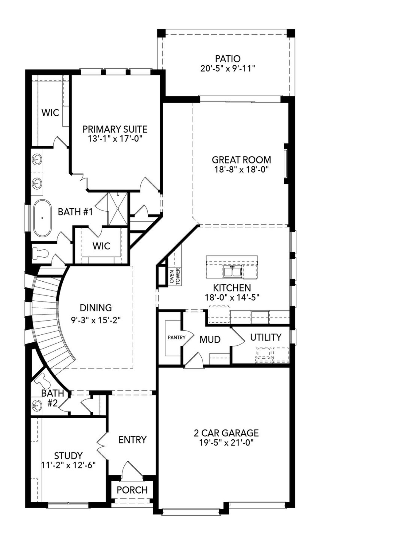 2D floor plan layout of this home in Cambridge Manor, North Richland Hills, TX (Image 2).