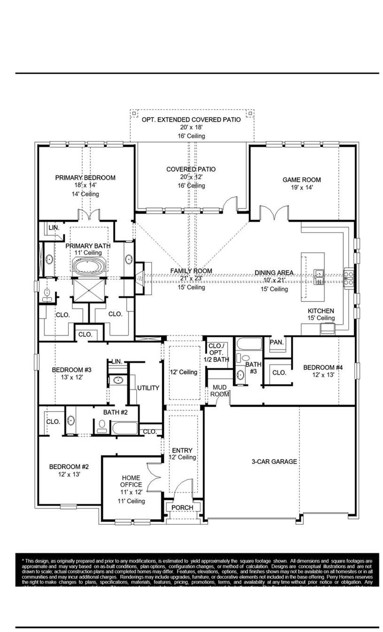 2D floor plan layout of this home in Creek of Driftwood, Driftwood, TX (Image 2).