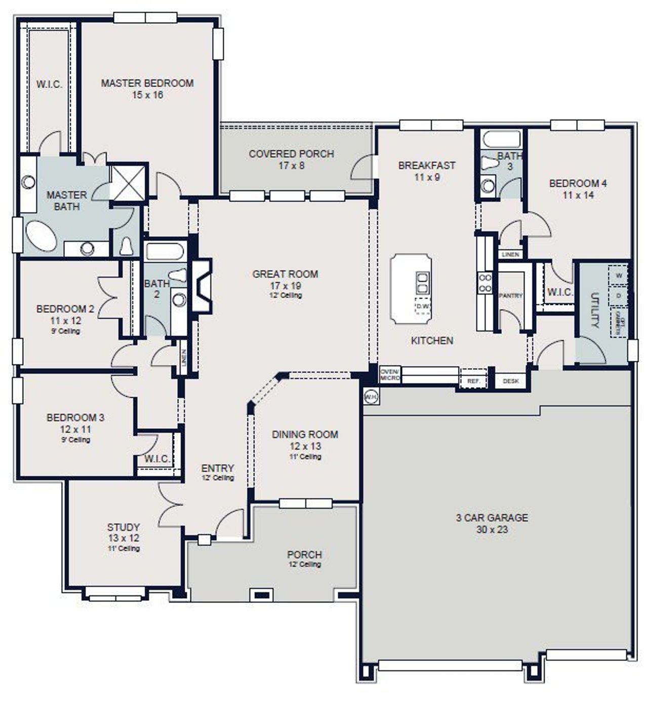 2D floor plan layout for the Bayonne by Sitterle Homes in Lakeview 100’s, Waller, TX (Image 2). 2D floor plan layout for the Bayonne by Sitterle Homes in Lakeview 100’s, Waller, TX (Image 2).