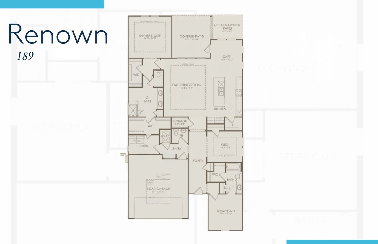 2D floor plan layout of this home in Del Webb Wilmington at Mallory Creek, Leland, NC (Image 2).