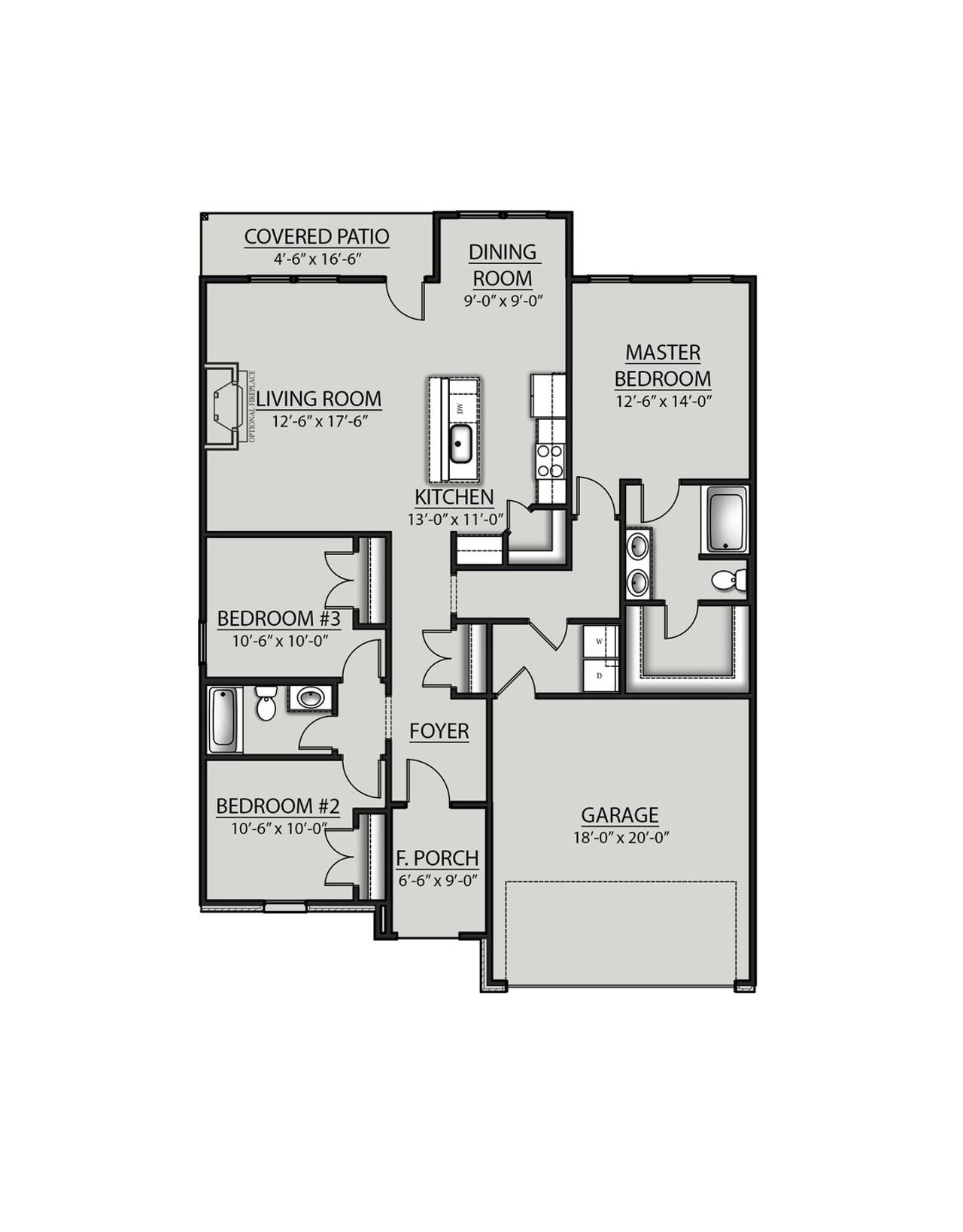 2D floor plan layout for the Raeford IV G by DSLD Homes in Highland Reserve, Springfield, TN (Image 2).