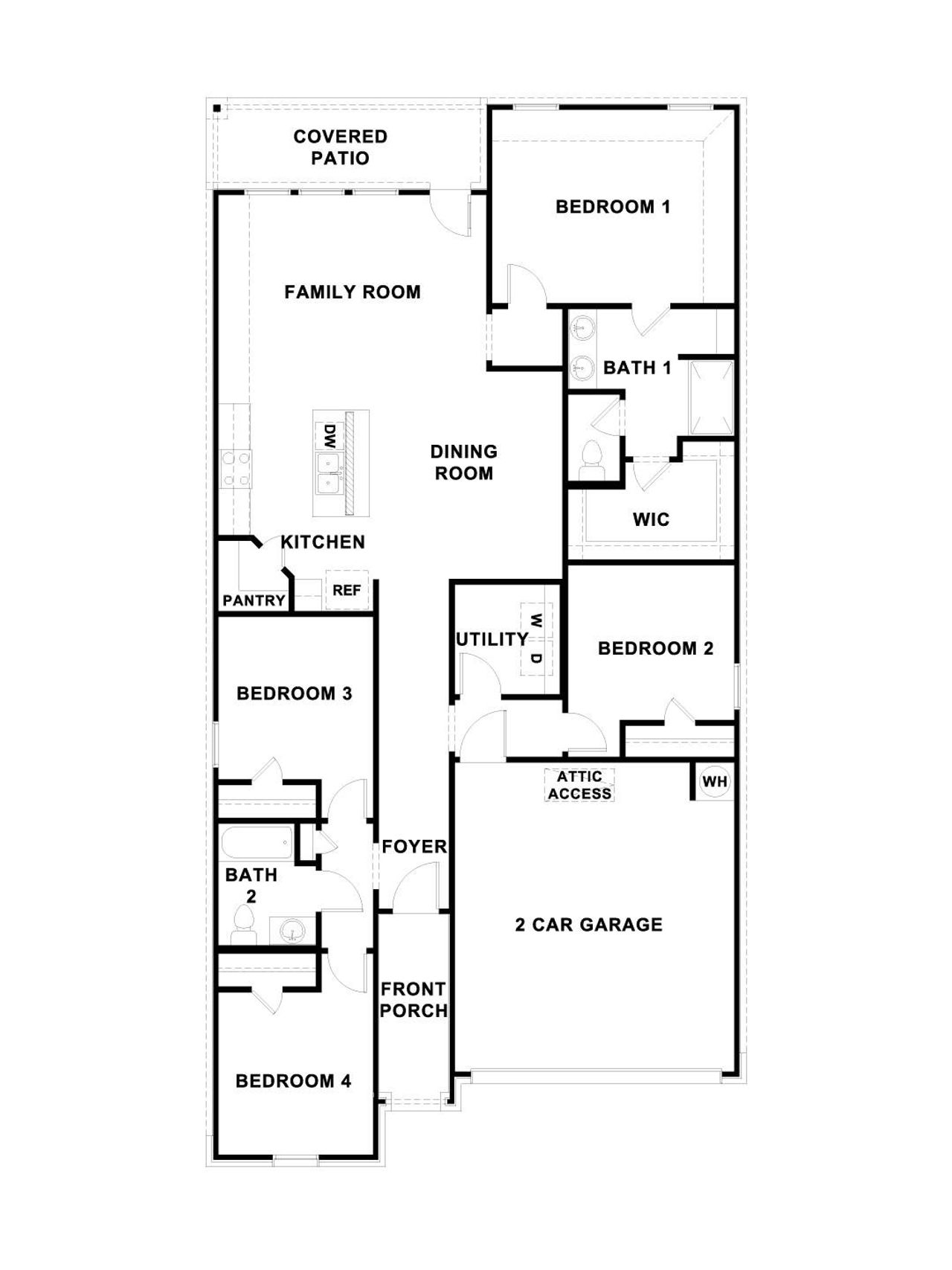 2D floor plan layout of this home in Briarwood, Elgin, TX (Image 2).
