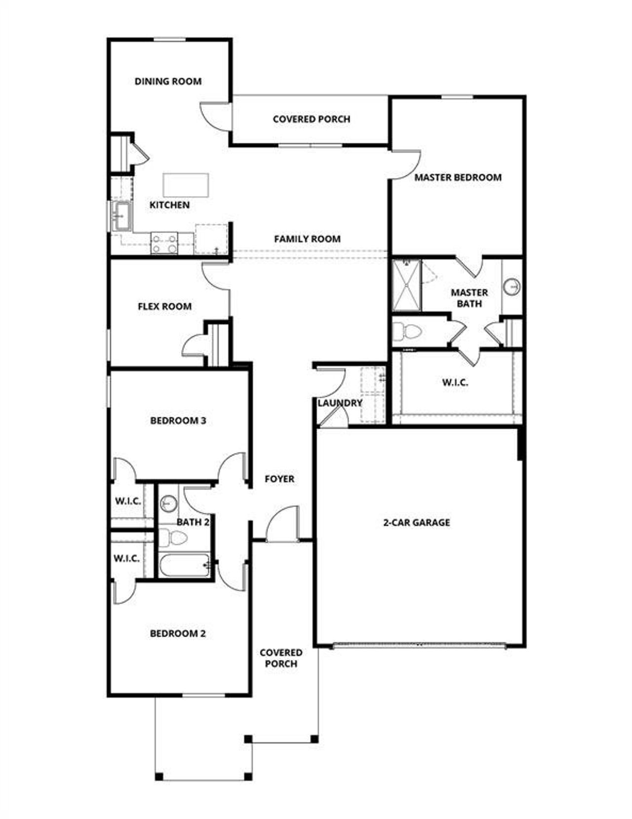 2D floor plan layout of this home in Creekside Estates, Terrell, TX (Image 2).