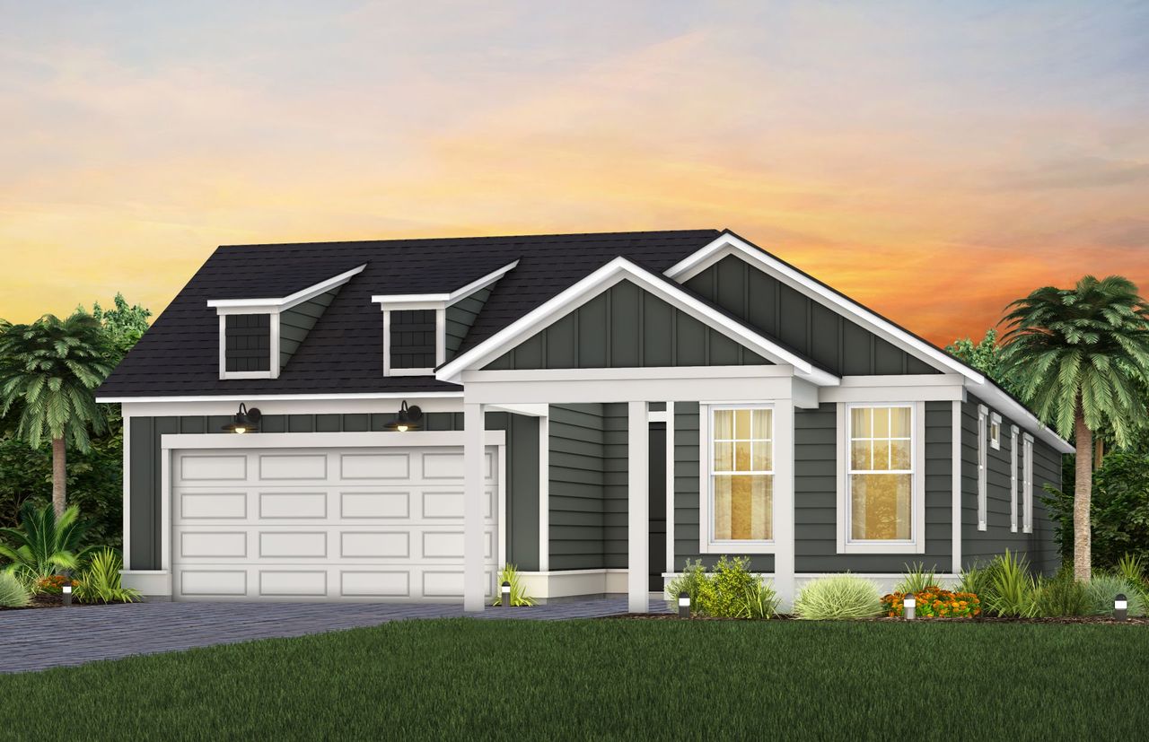 Representative exterior photo of a completed home built from the Symphony by Pulte Homes in The Landings at Saint Johns, St. Johns, FL (Image 2). Representative exterior photo of a completed home built from the Symphony by Pulte Homes in The Landings at Saint Johns, St. Johns, FL (Image 2).