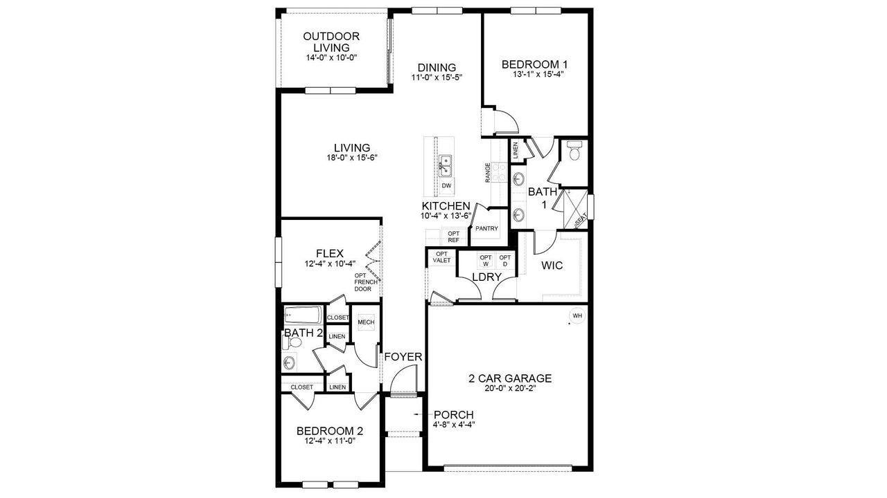 2D floor plan layout of this home in Cypress Bay West, Palm Bay, FL (Image 2). 2D floor plan layout of this home in Cypress Bay West, Palm Bay, FL (Image 2).