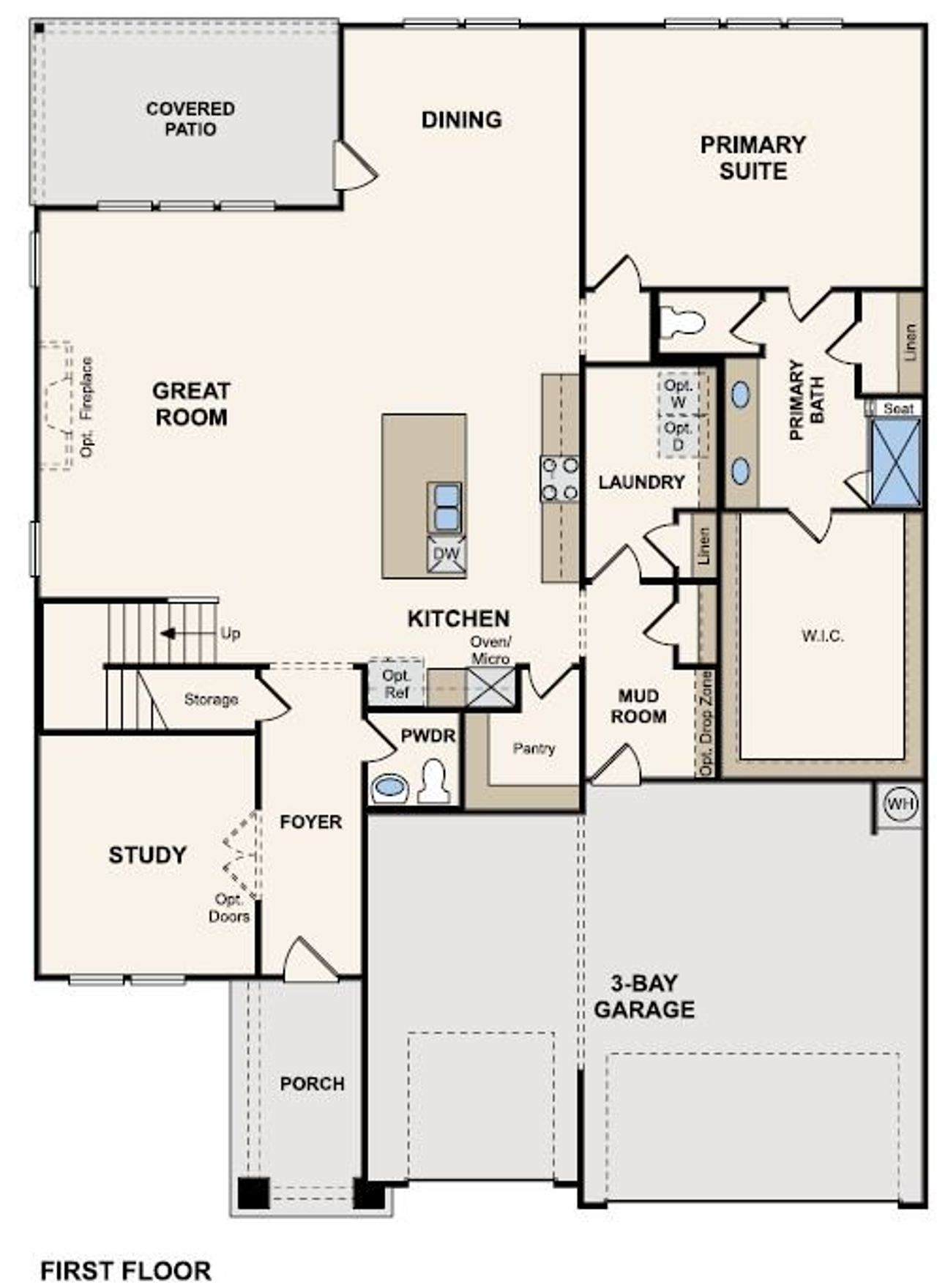 2D floor plan layout of this home in Homestead, Schertz, TX (Image 2).