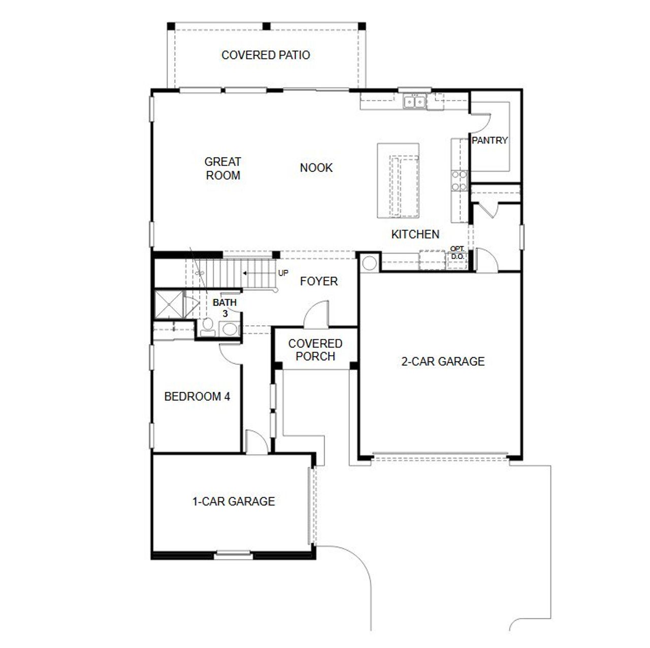 2D floor plan layout for the Residence Four by Porchlight Homes in Preserve At The Highline, Phoenix, AZ (Image 2). 2D floor plan layout for the Residence Four by Porchlight Homes in Preserve At The Highline, Phoenix, AZ (Image 2).