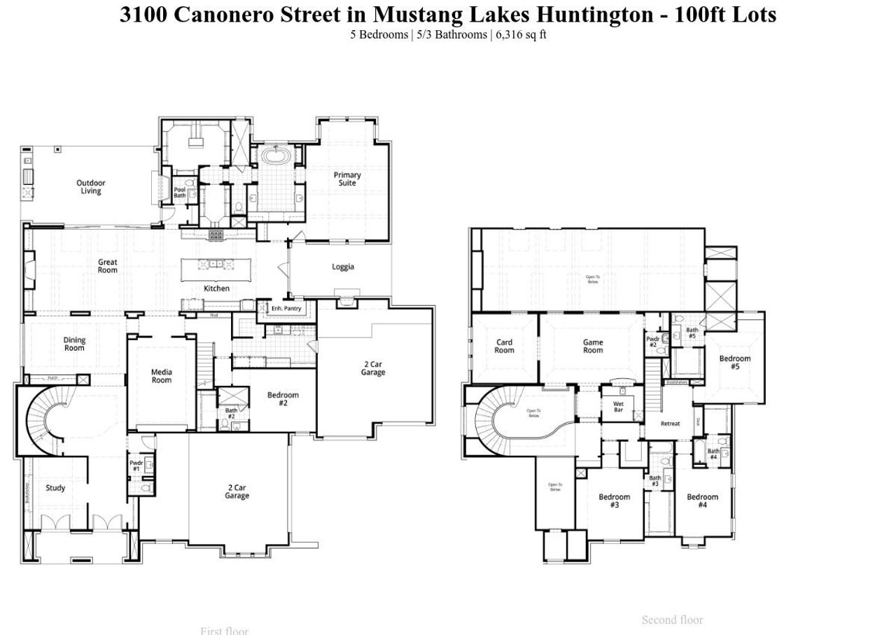 2D floor plan layout of this home in Mustang Lakes - 100ft Lots, Celina, TX (Image 2).