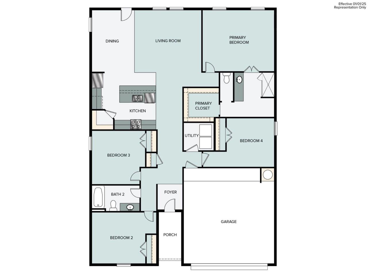 2D floor plan layout of this home in Cloverleaf, Austin, TX (Image 2).