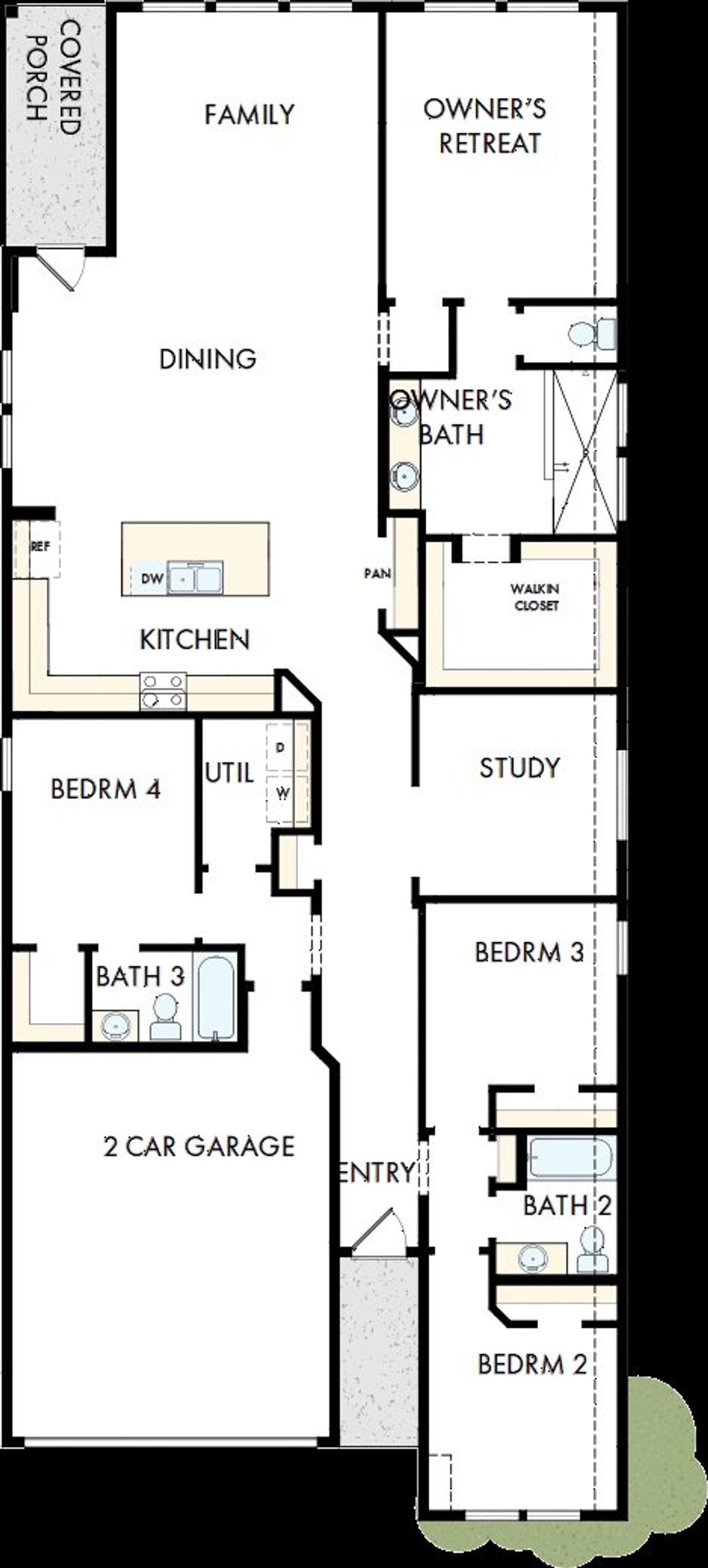 2D floor plan layout of this home in Mayfair - Select Classic Series, New Braunfels, TX (Image 2).