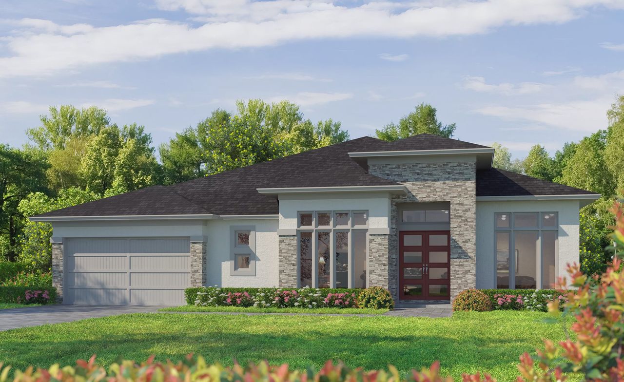 Representative exterior photo of a completed home built from the Bella - Regency Series | 70' Wide Lots by ICI Homes in Woodhaven, Port Orange, FL (Image 2). Representative exterior photo of a completed home built from the Bella - Regency Series | 70' Wide Lots by ICI Homes in Woodhaven, Port Orange, FL (Image 2).