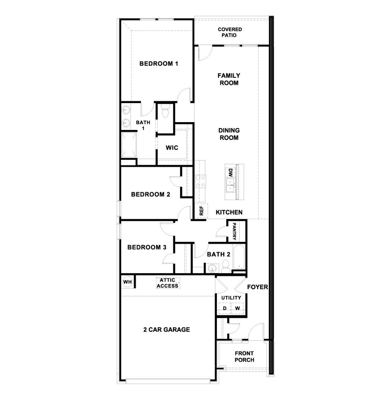 2D floor plan layout for the The Juniper by D.R. Horton in Palomino, Manor, TX (Image 2).