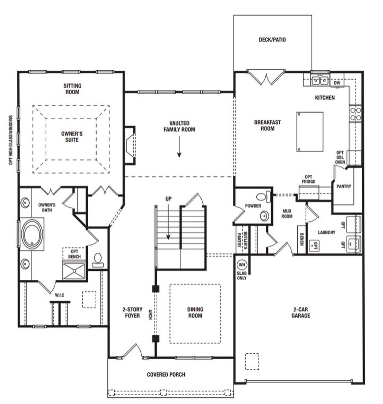 2D floor plan layout for the Hampton by Archway Custom Homes in Enclave at Cherokee Drive, Canton, GA (Image 2).