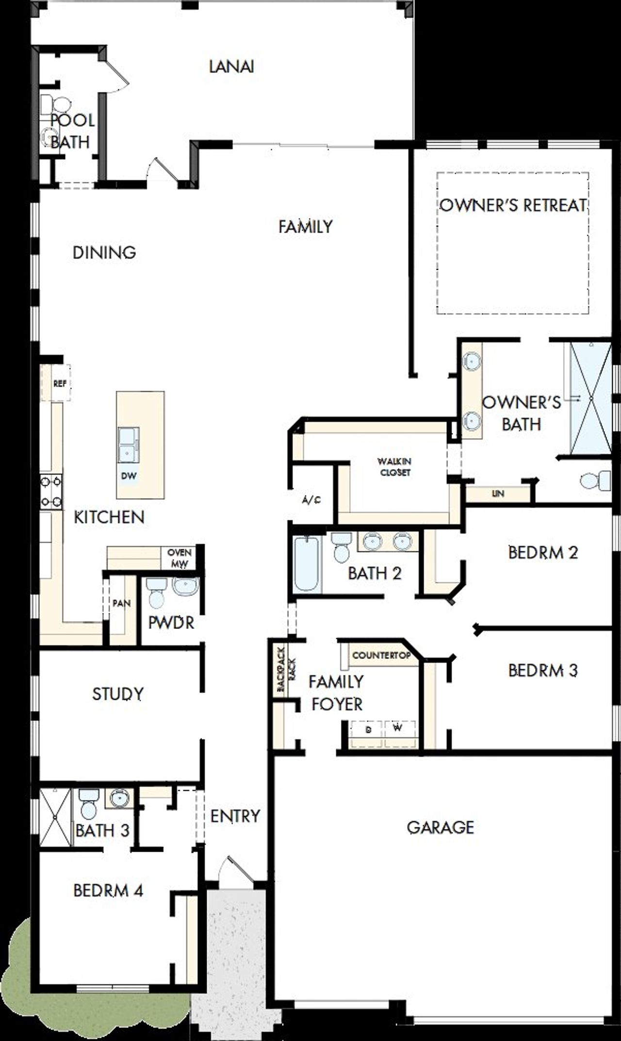 2D floor plan layout of this home in SeaFlower – Classic Homes, Bradenton, FL (Image 2).