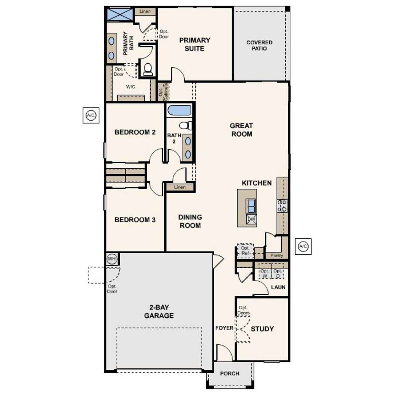 2D floor plan layout of this home in Montaña Vista, Buckeye, AZ (Image 2).