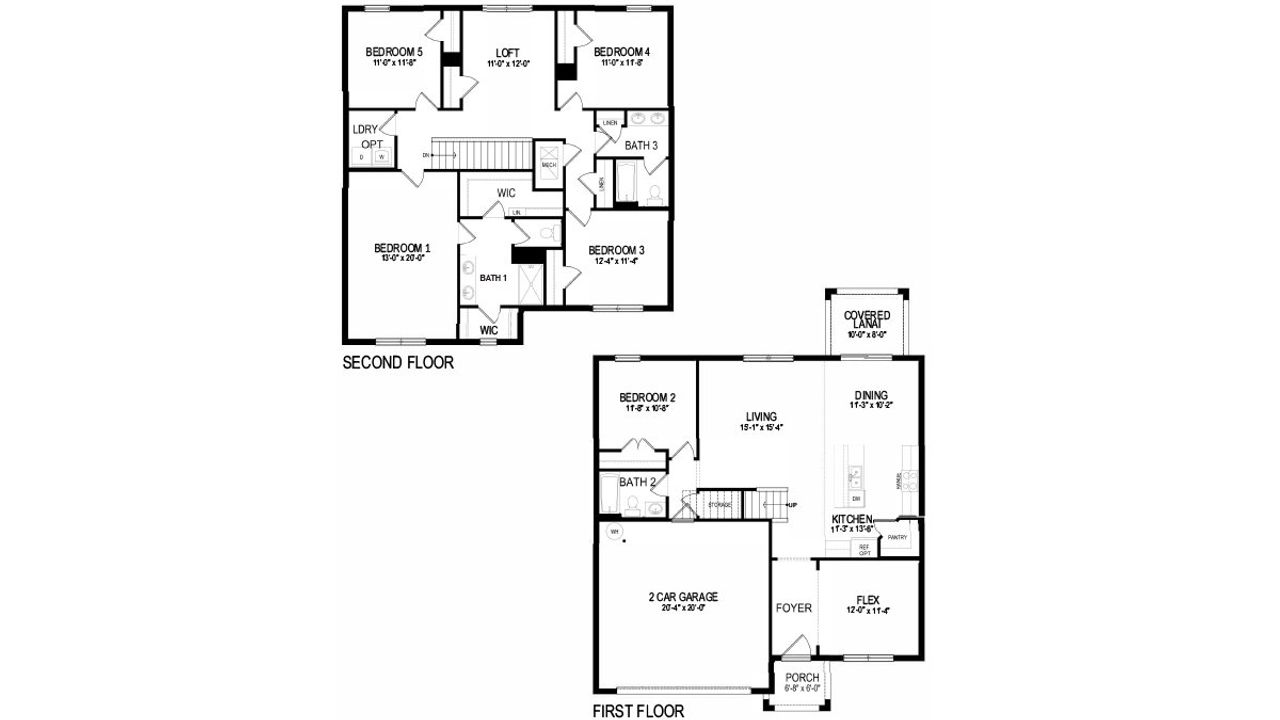2D floor plan layout of this home in Coral Bay - Express & Tradition, North Fort Myers, FL (Image 2).