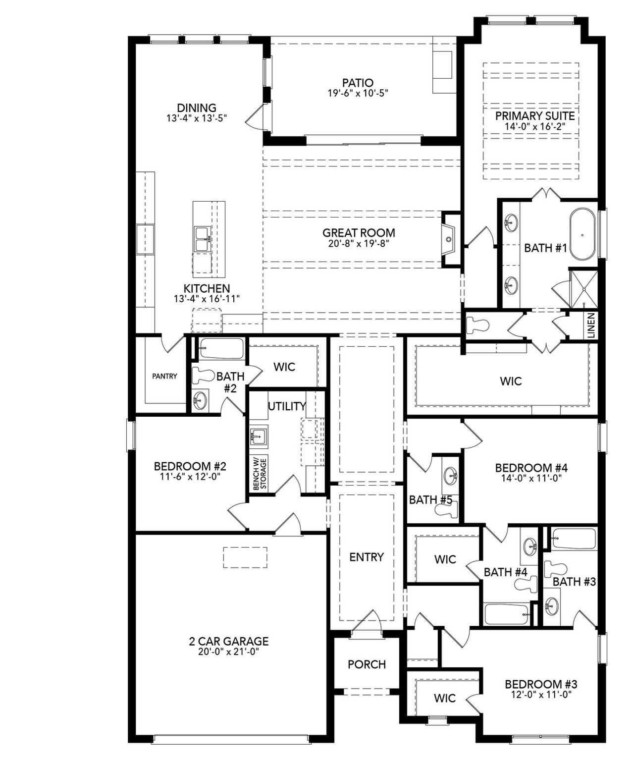 2D floor plan layout of this home in Rio Vista at Kelly Ranch, Aledo, TX (Image 2).