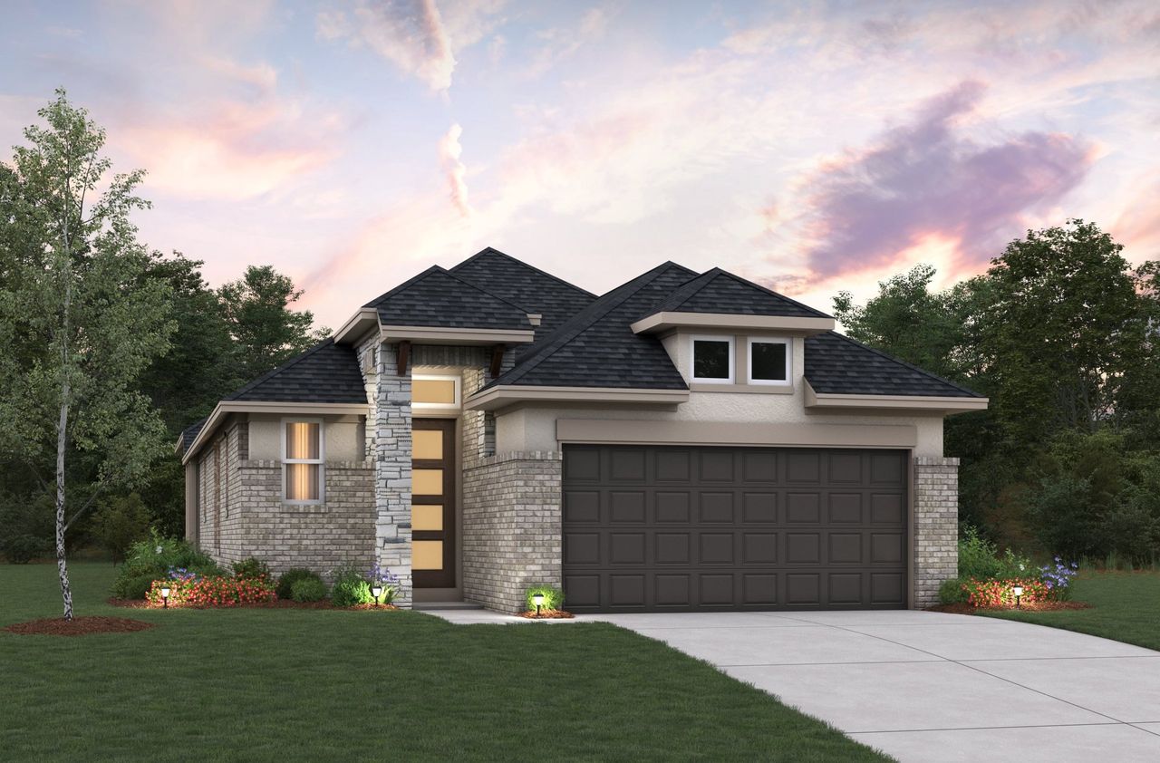 Representative exterior photo of a completed home built from the Cambridge by Beazer Homes in Arcadian Estates, Pearland, TX (Image 2). Representative exterior photo of a completed home built from the Cambridge by Beazer Homes in Arcadian Estates, Pearland, TX (Image 2).