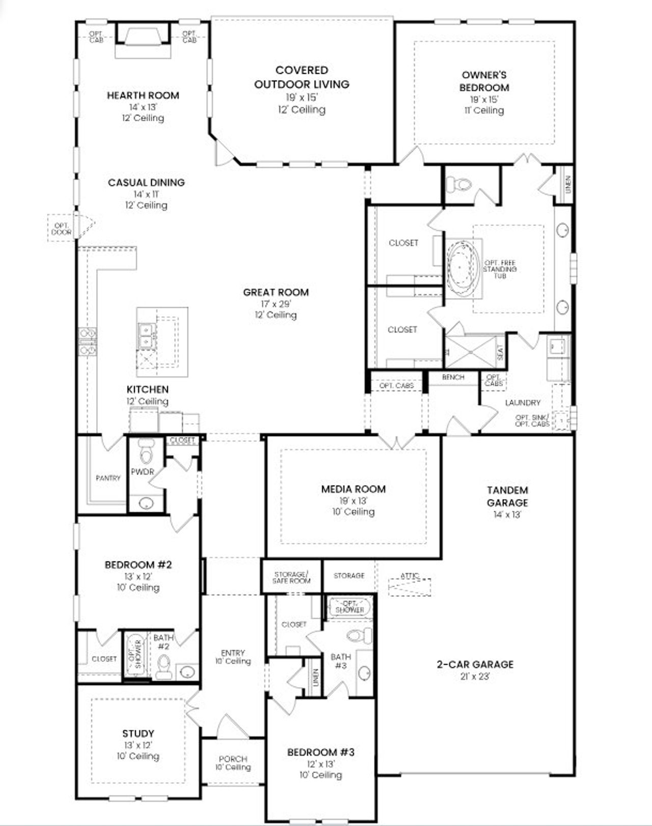 2D floor plan layout for the Plan 5541 by Tradition Homes in Mustang Lakes – 65’, McKinney, TX (Image 2). 2D floor plan layout for the Plan 5541 by Tradition Homes in Mustang Lakes – 65’, McKinney, TX (Image 2).
