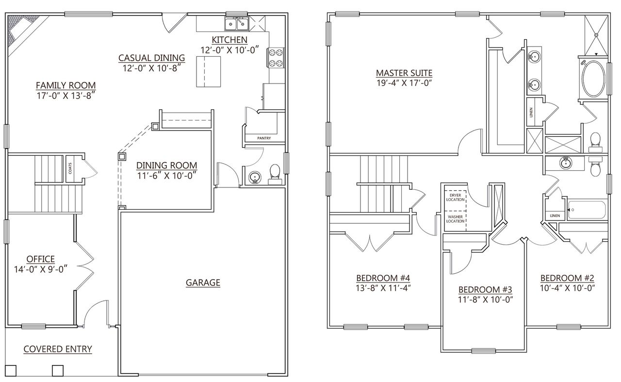 2D floor plan layout for the PHOENIX by D.R. Horton in Blue Ridge Trail, Fountain Inn, SC (Image 2). 2D floor plan layout for the PHOENIX by D.R. Horton in Blue Ridge Trail, Fountain Inn, SC (Image 2).