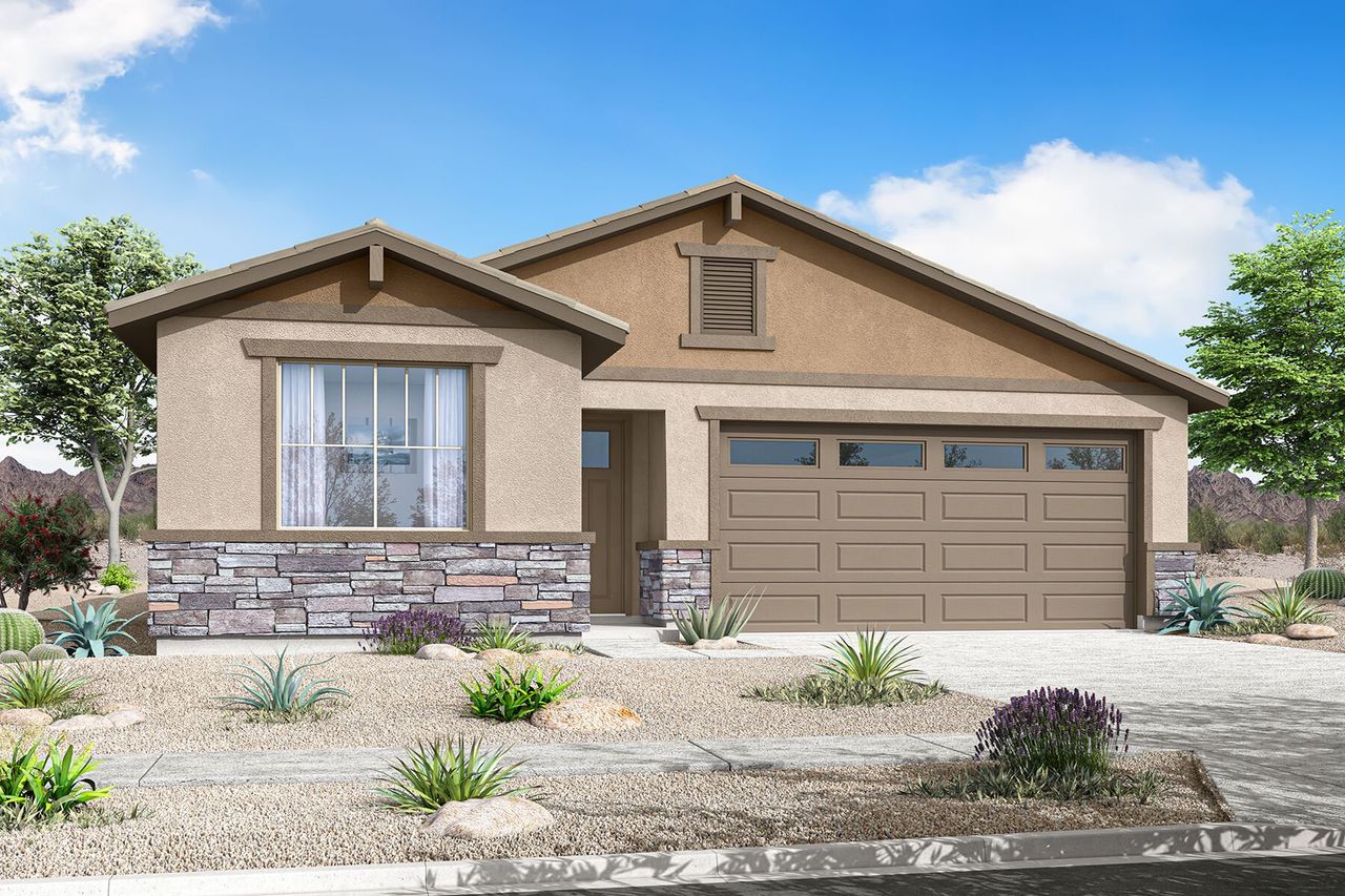 Representative exterior photo of a completed home built from the Sepia by Mattamy Homes in Tyler Ranch, Buckeye, AZ (Image 2). Representative exterior photo of a completed home built from the Sepia by Mattamy Homes in Tyler Ranch, Buckeye, AZ (Image 2).