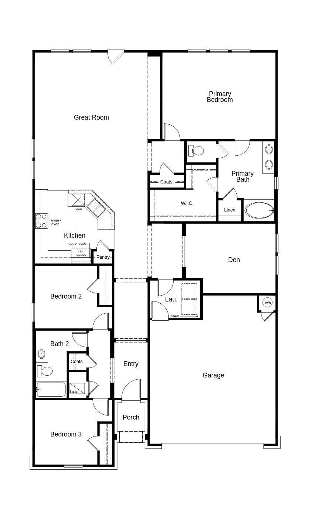 This floor plan features 3 bedrooms, 2 full baths, and over 2,000 square feet of living space