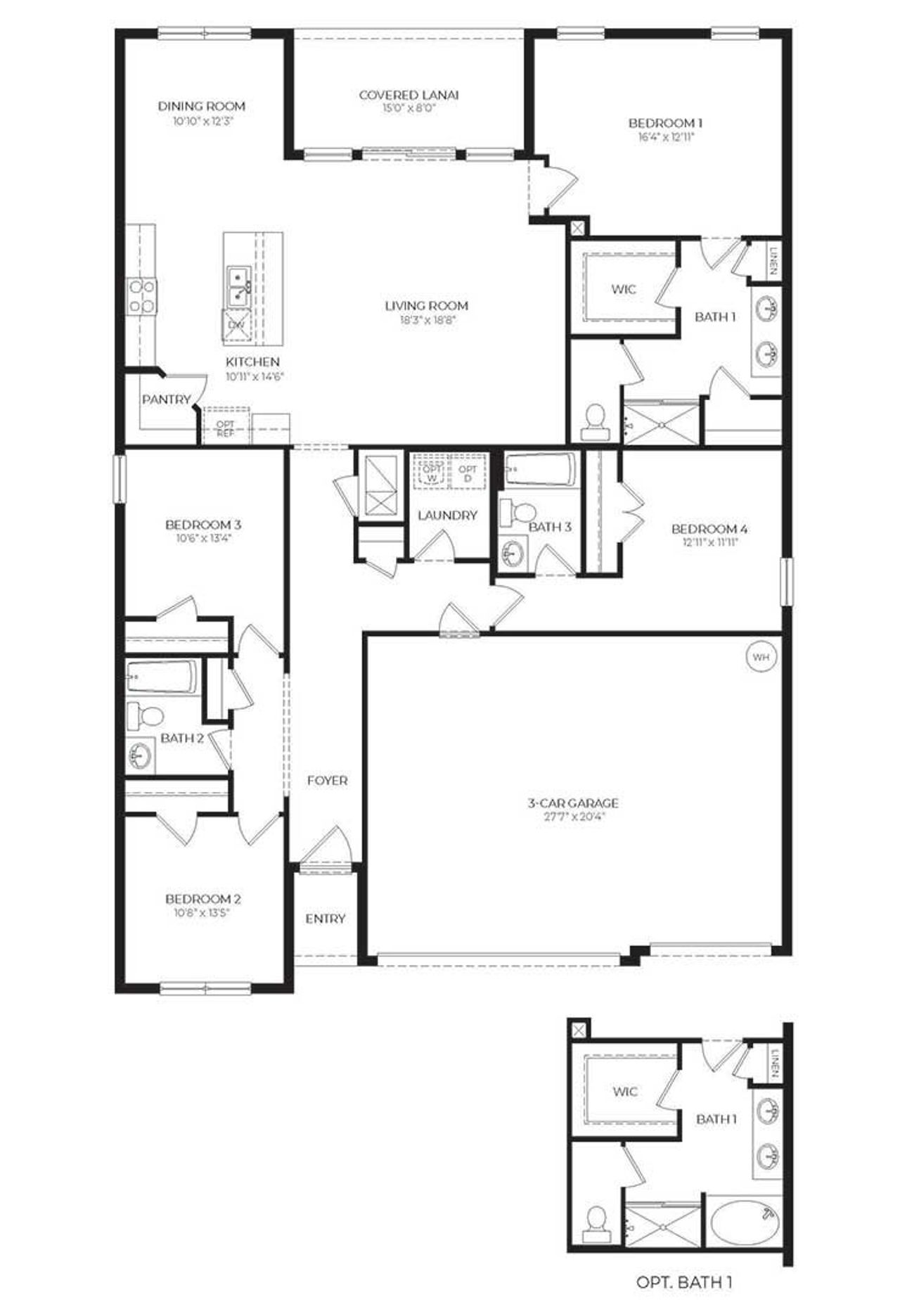 2D floor plan layout of this home in Okeechobee Spot Lots, Okeechobee, FL (Image 2).