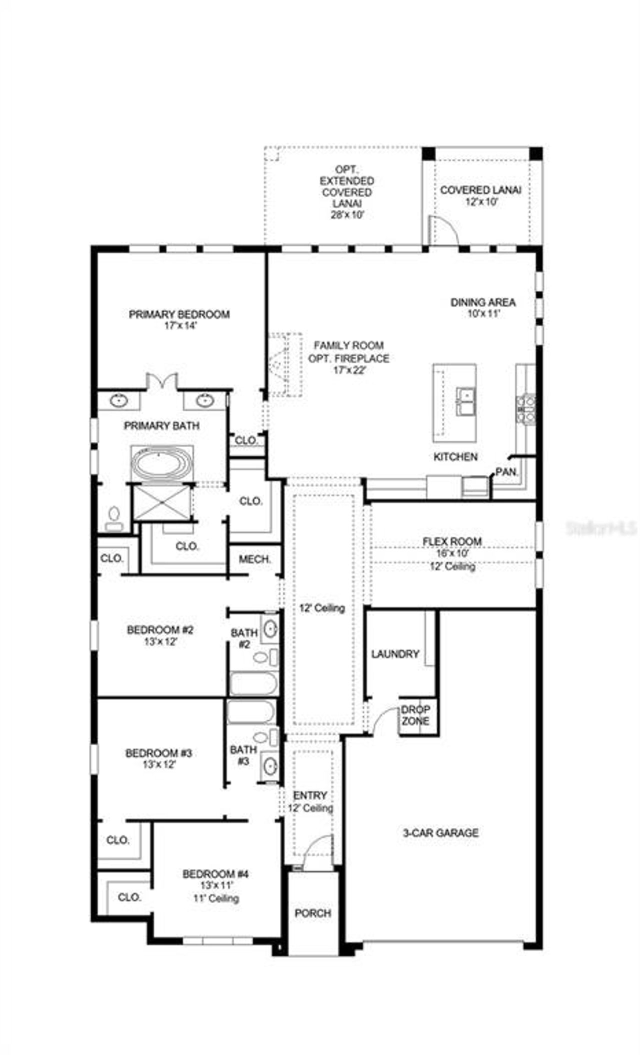 2D floor plan layout of this home in Mandarin Grove, Palmetto, FL (Image 2).