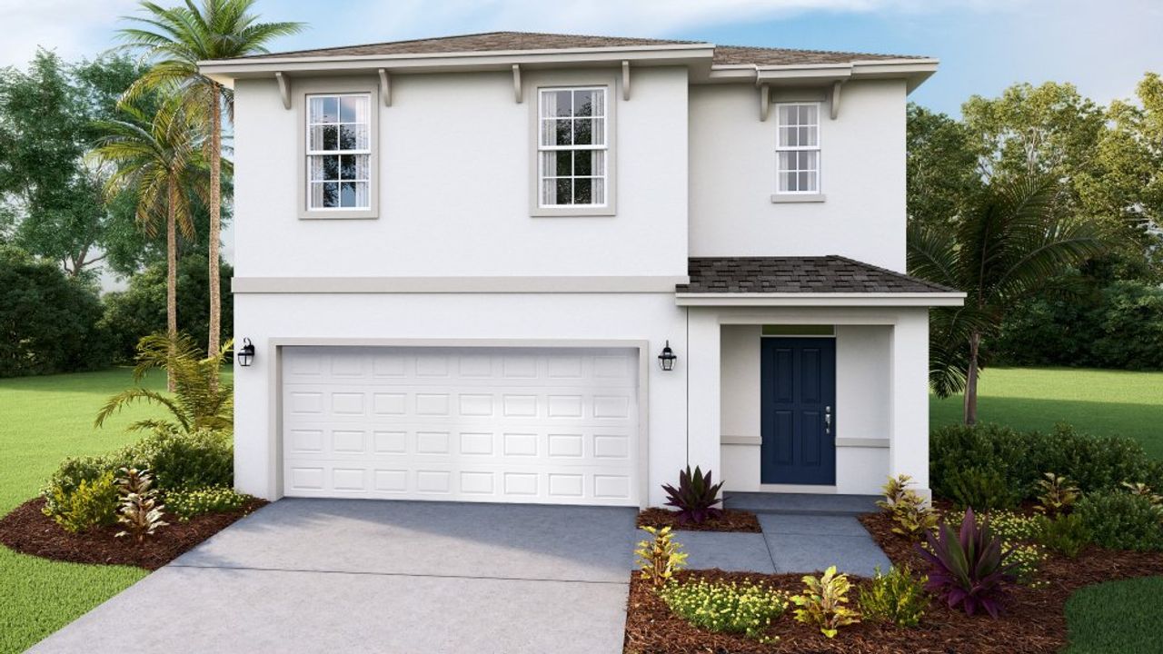 Representative exterior photo of a completed home built from the ROBIE by D.R. Horton in Asher Park, Lehigh Acres, FL (Image 2). Representative exterior photo of a completed home built from the ROBIE by D.R. Horton in Asher Park, Lehigh Acres, FL (Image 2).