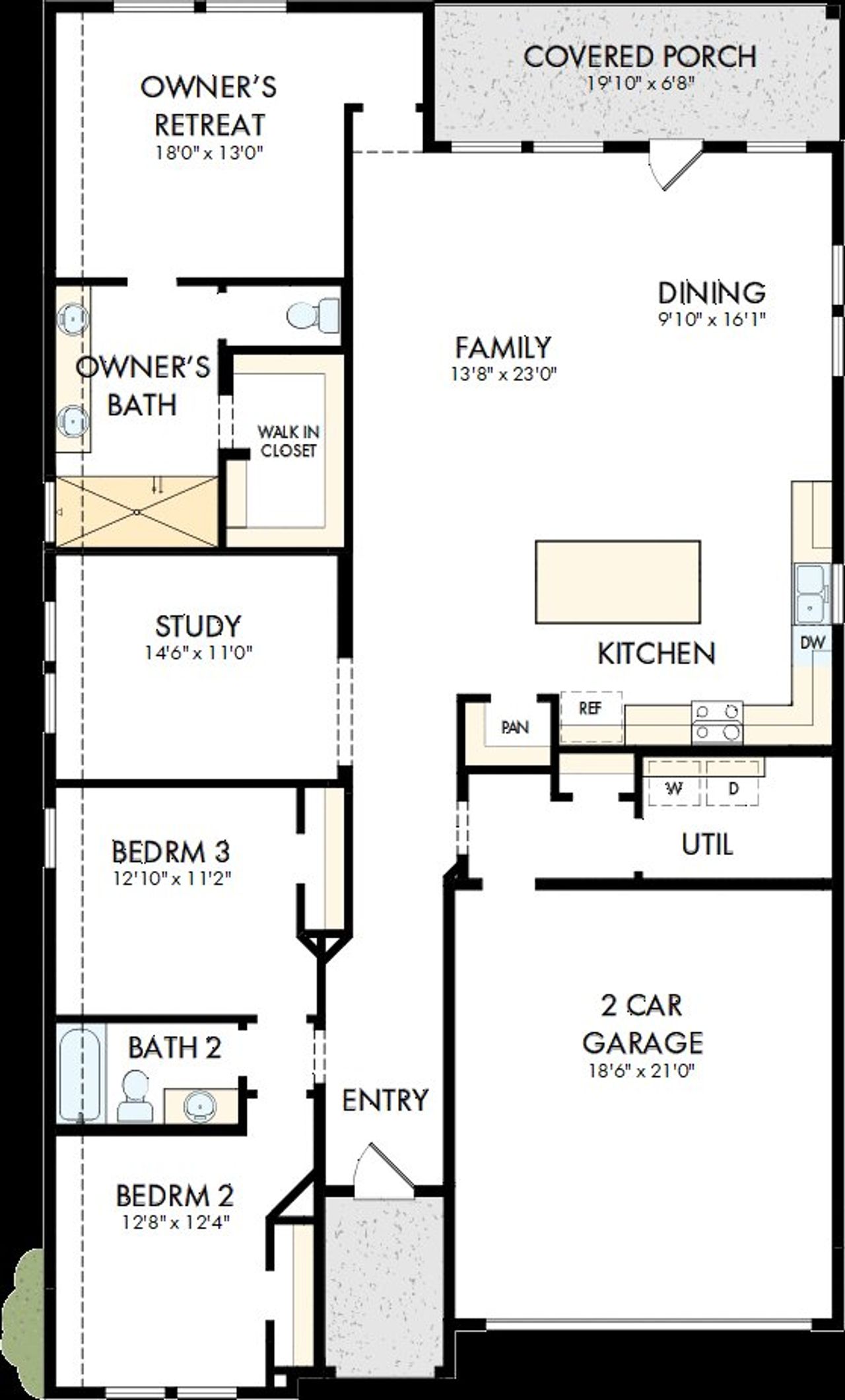 2D floor plan layout of this home in Beacon Point at Lago Mar - Retreat Collection, Texas City, TX (Image 2).