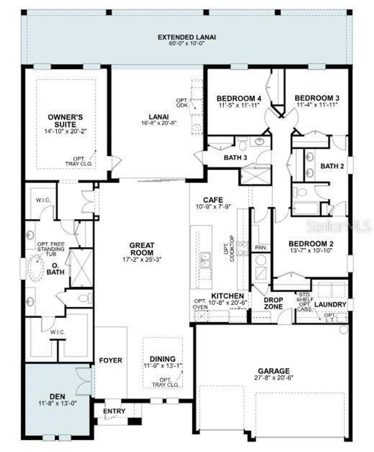 2D floor plan layout of this home in Palmera at Wellen Park, Venice, FL (Image 2).