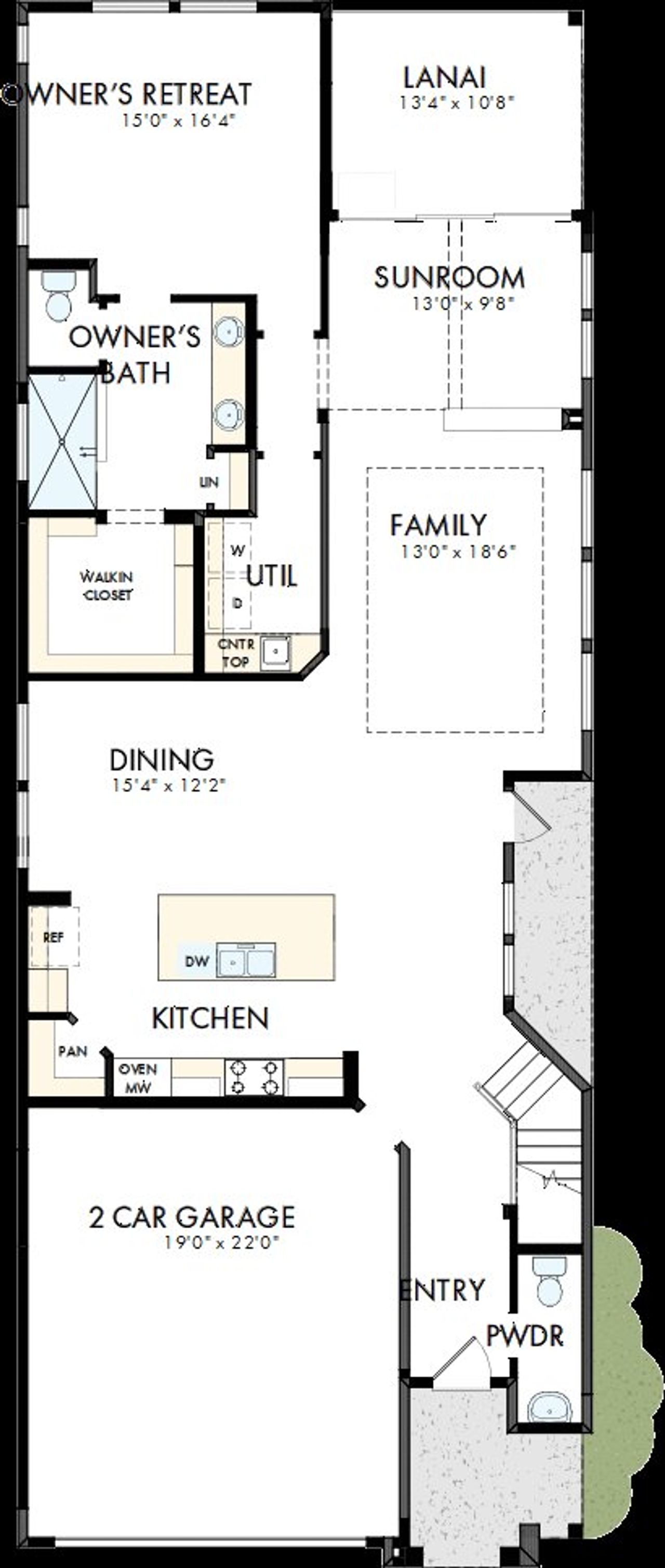 2D floor plan layout of this home in Seabrook Village 40' Front Entry, Ponte Vedra, FL (Image 2).