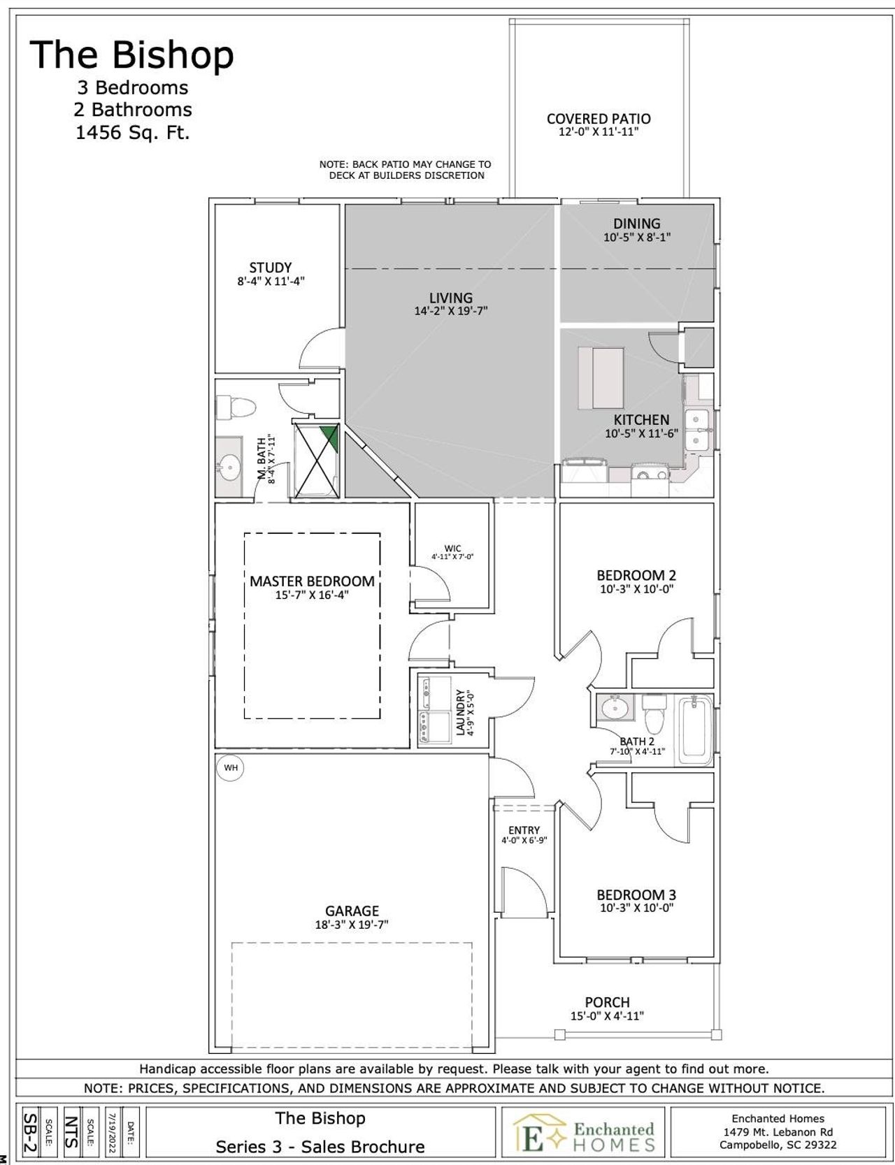 2D floor plan layout of this home in Cleveland Meadows, Spartanburg, SC (Image 2).