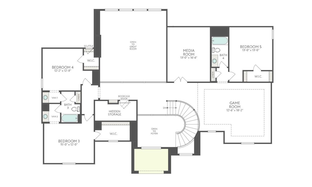2D floor plan layout for the Salerno by Tri Pointe Homes in Sienna 80′, Missouri City, TX (Image 2).