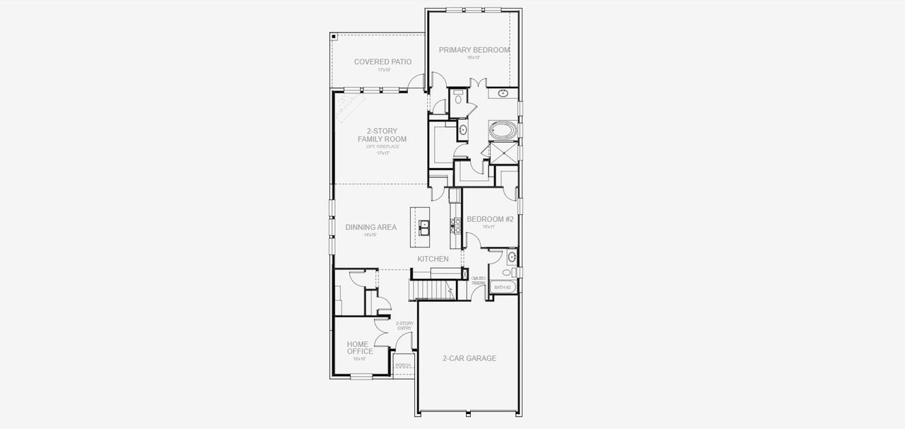 2D floor plan layout of this home in Santa Rita Ranch Tierra Rosa, Georgetown, TX (Image 2).