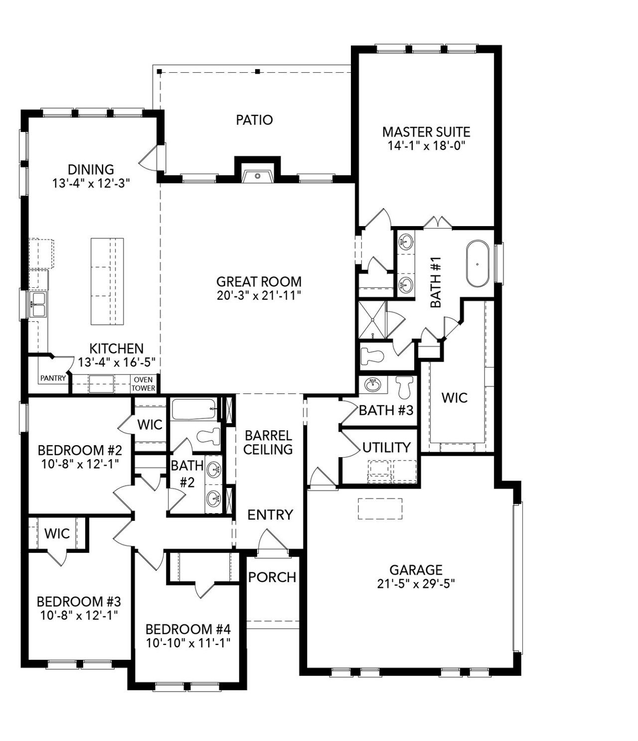 2D floor plan layout of this home in Joshua Meadows, Joshua, TX (Image 2).