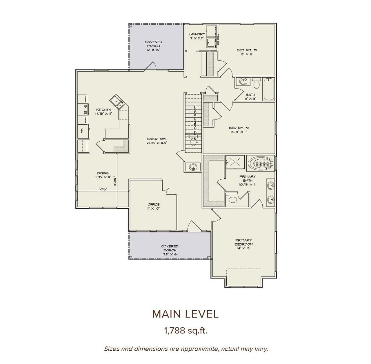 Split-bedroom floor plan with 3 bedrooms and 2.5 baths, complemented by 9-foot ceilings that create a bright, open feel