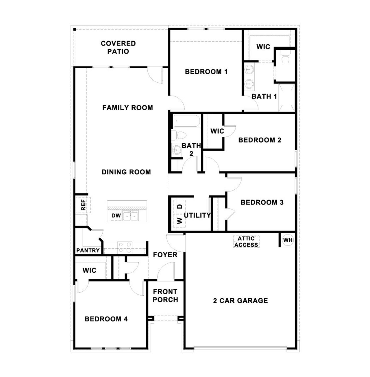 2D floor plan layout of this home in Thunder Rock, Marble Falls, TX (Image 2).