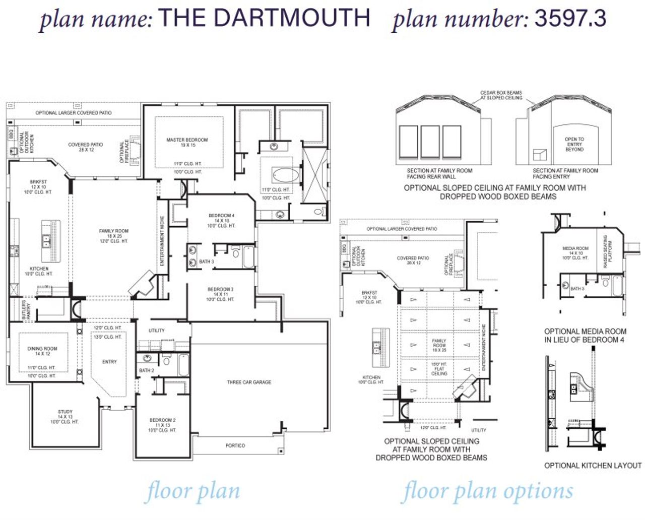 2D floor plan layout for the Dartmouth 3597.3 by J. Patrick Homes in Sienna 90' Lots, Missouri City, TX (Image 2). 2D floor plan layout for the Dartmouth 3597.3 by J. Patrick Homes in Sienna 90' Lots, Missouri City, TX (Image 2).