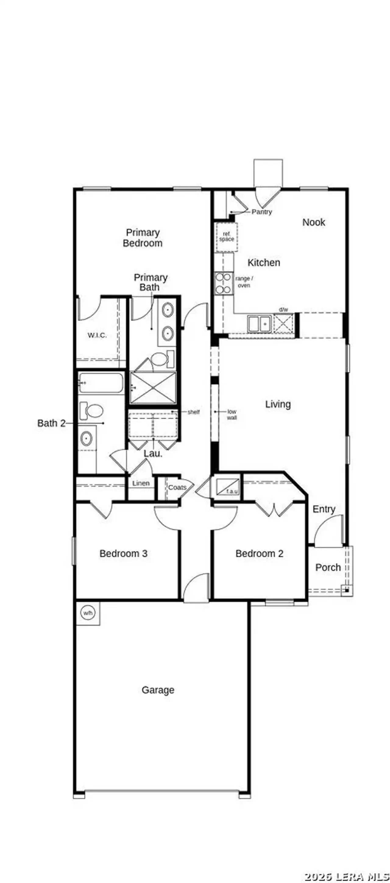 2D floor plan layout of this home in Woodside Farms, Seguin, TX (Image 2).