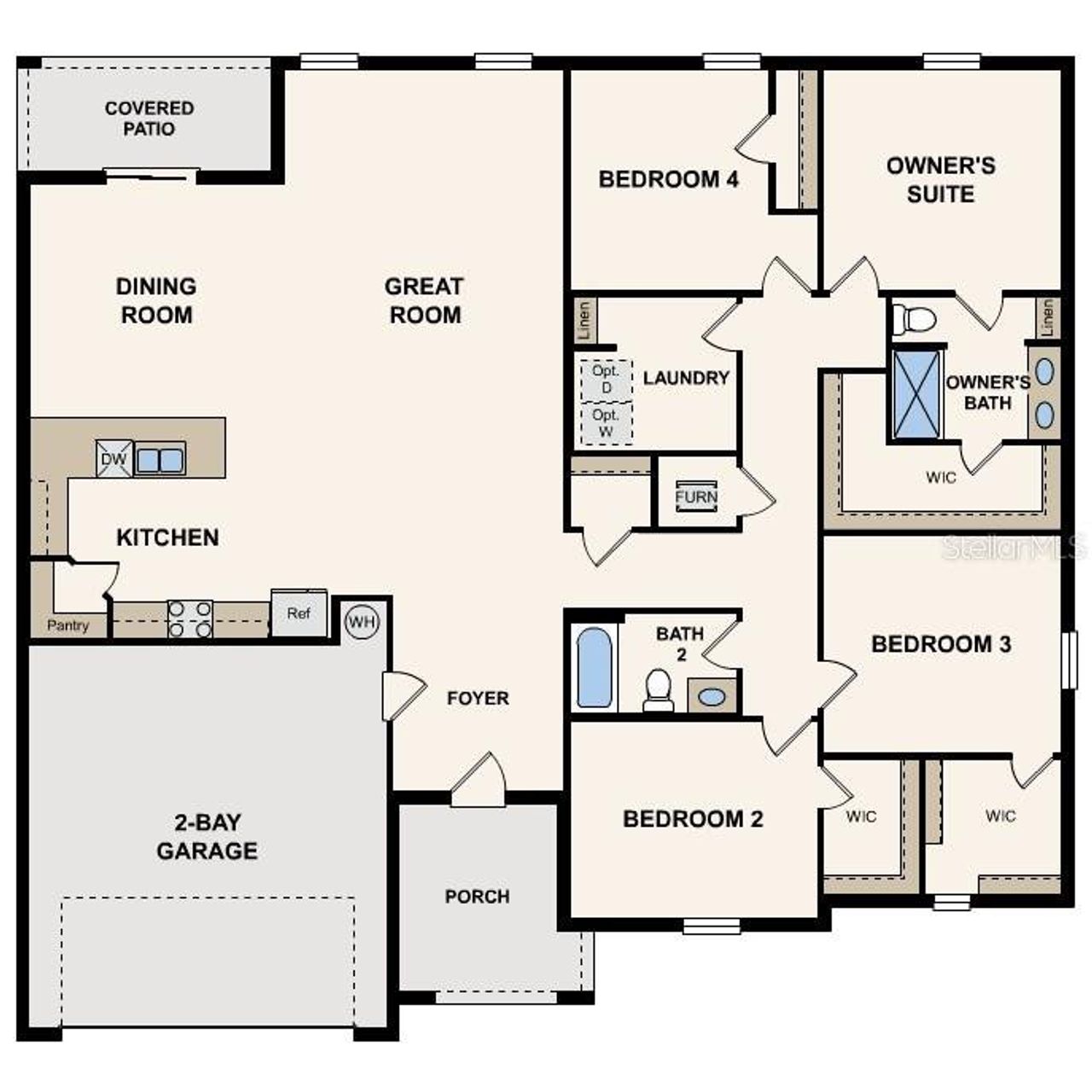 2D floor plan layout of this home in Sugarmill Woods, Homosassa, FL (Image 2).