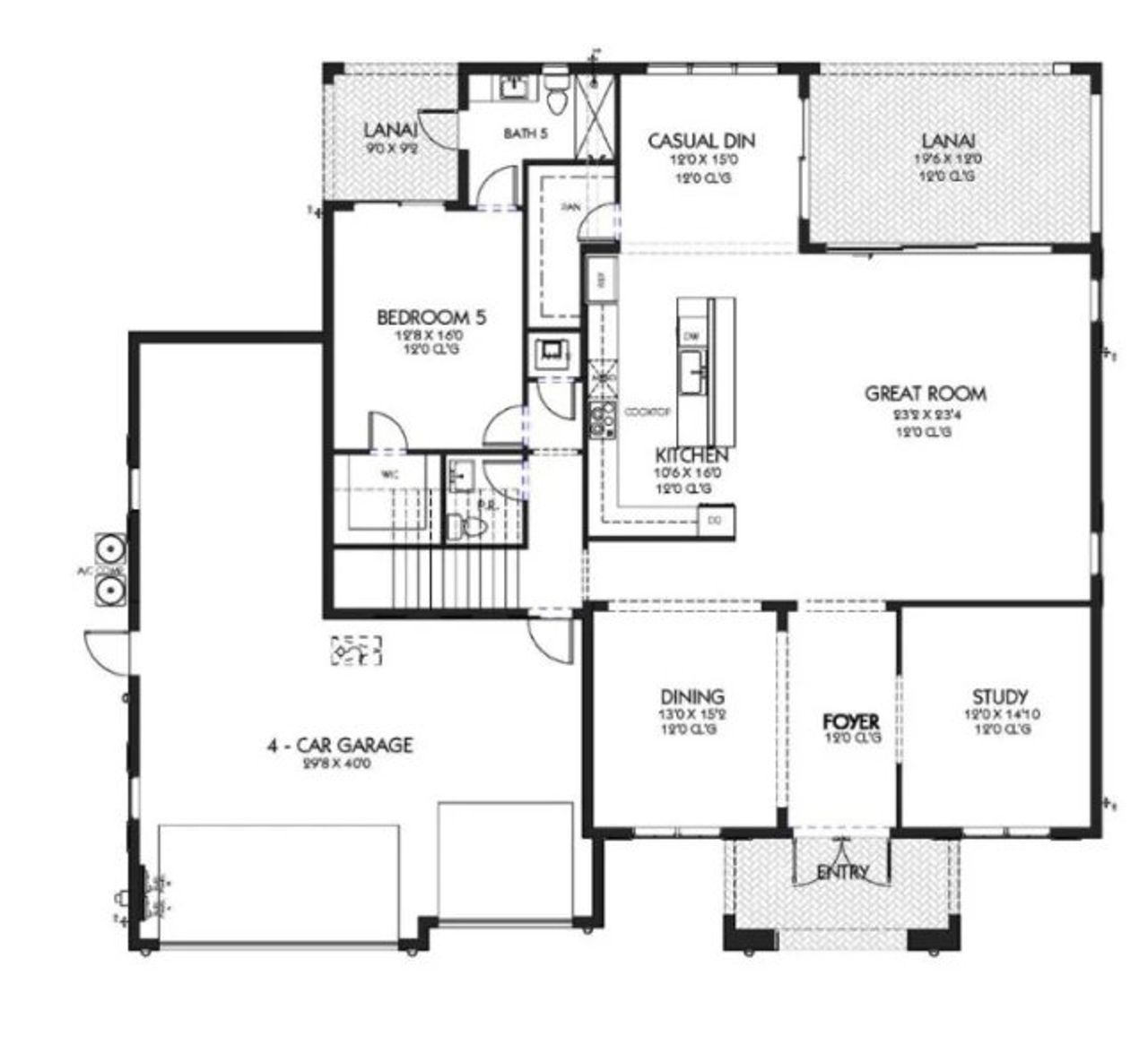 2D floor plan layout for the Golden Cay by Kenco Communities in Coral Isles at Avenir, Palm Beach Gardens, FL (Image 2).