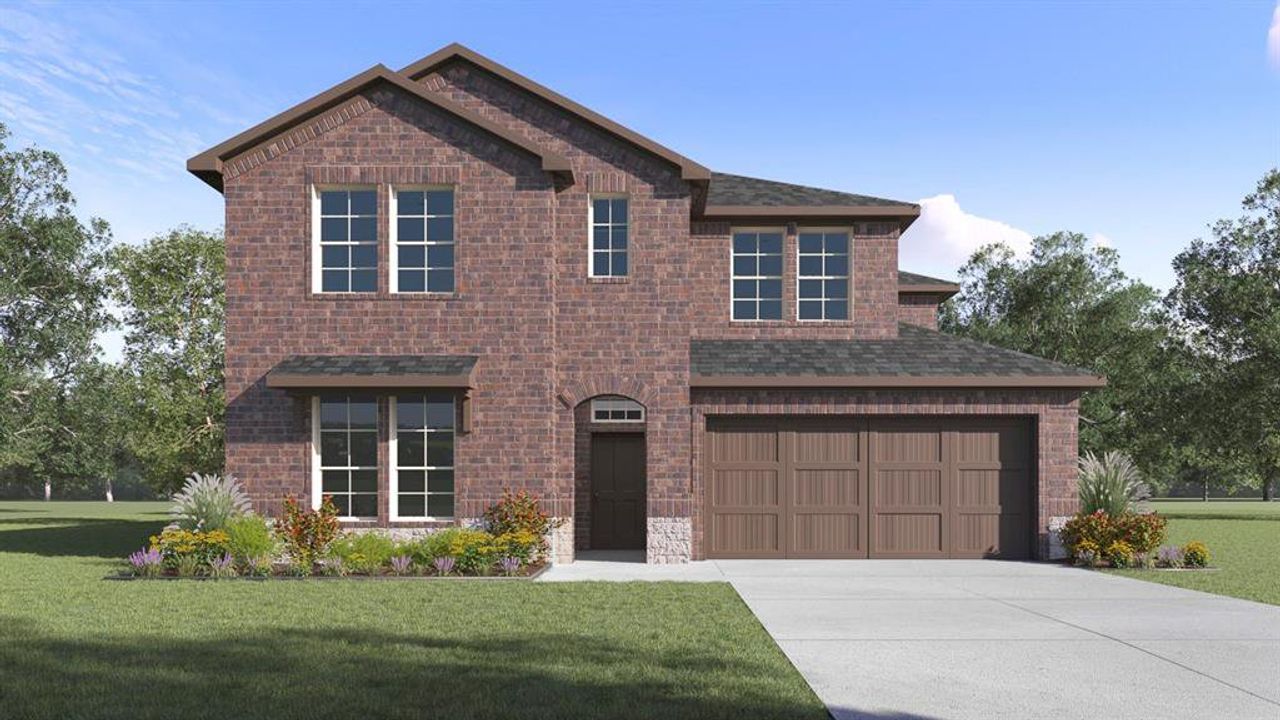 Front exterior of a new home in Lakewood Trails, Forney, TX, highlighting curb appeal (Image 2).