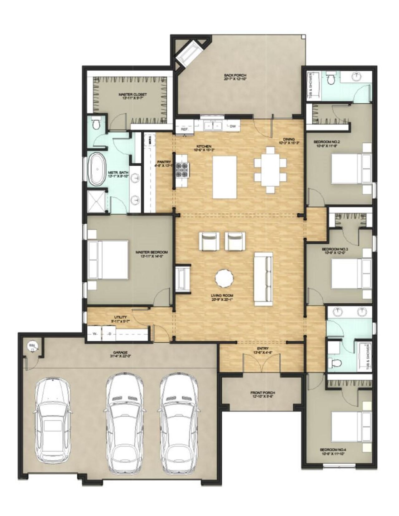 2D floor plan layout for the Penny by DreamBuilt Homes in Lincoln Pointe, Van Alstyne, TX (Image 2).