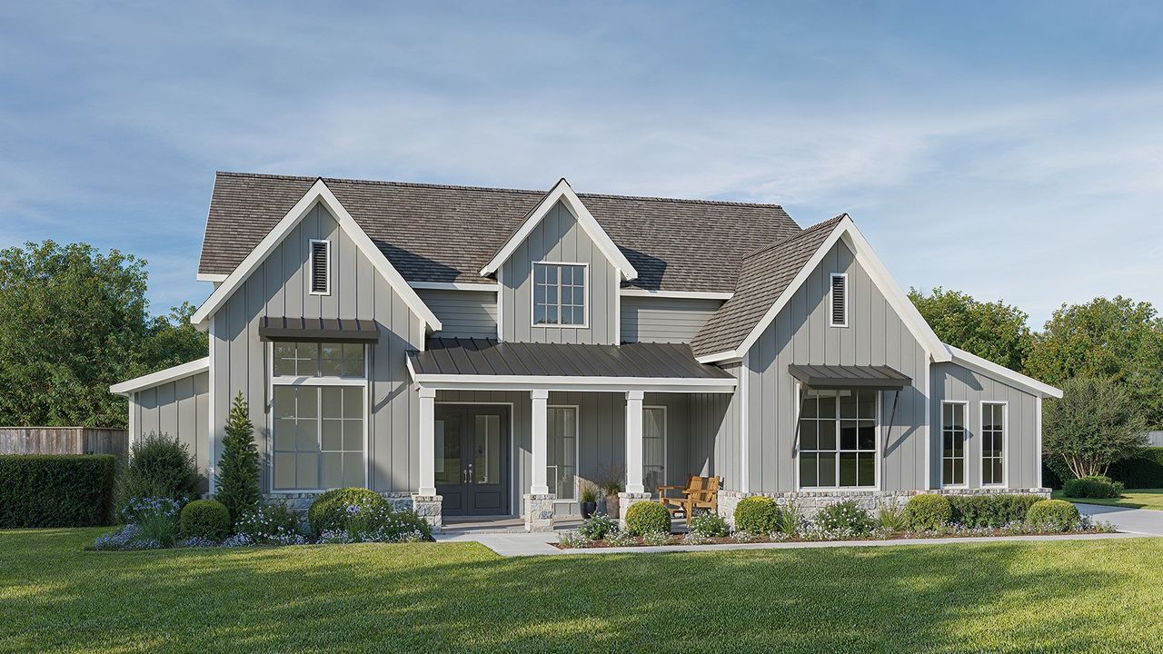 Representative exterior photo of a completed home built from the 3790A by Perry Homes in George's Ranch Acre, Boerne, TX (Image 2). Representative exterior photo of a completed home built from the 3790A by Perry Homes in George's Ranch Acre, Boerne, TX (Image 2).