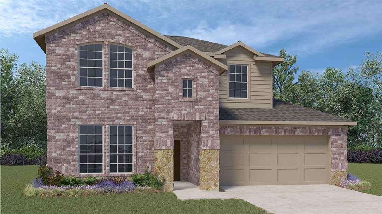 Front exterior of a new home in Liberty Crossing, Royse City, TX, highlighting curb appeal (Image 2).