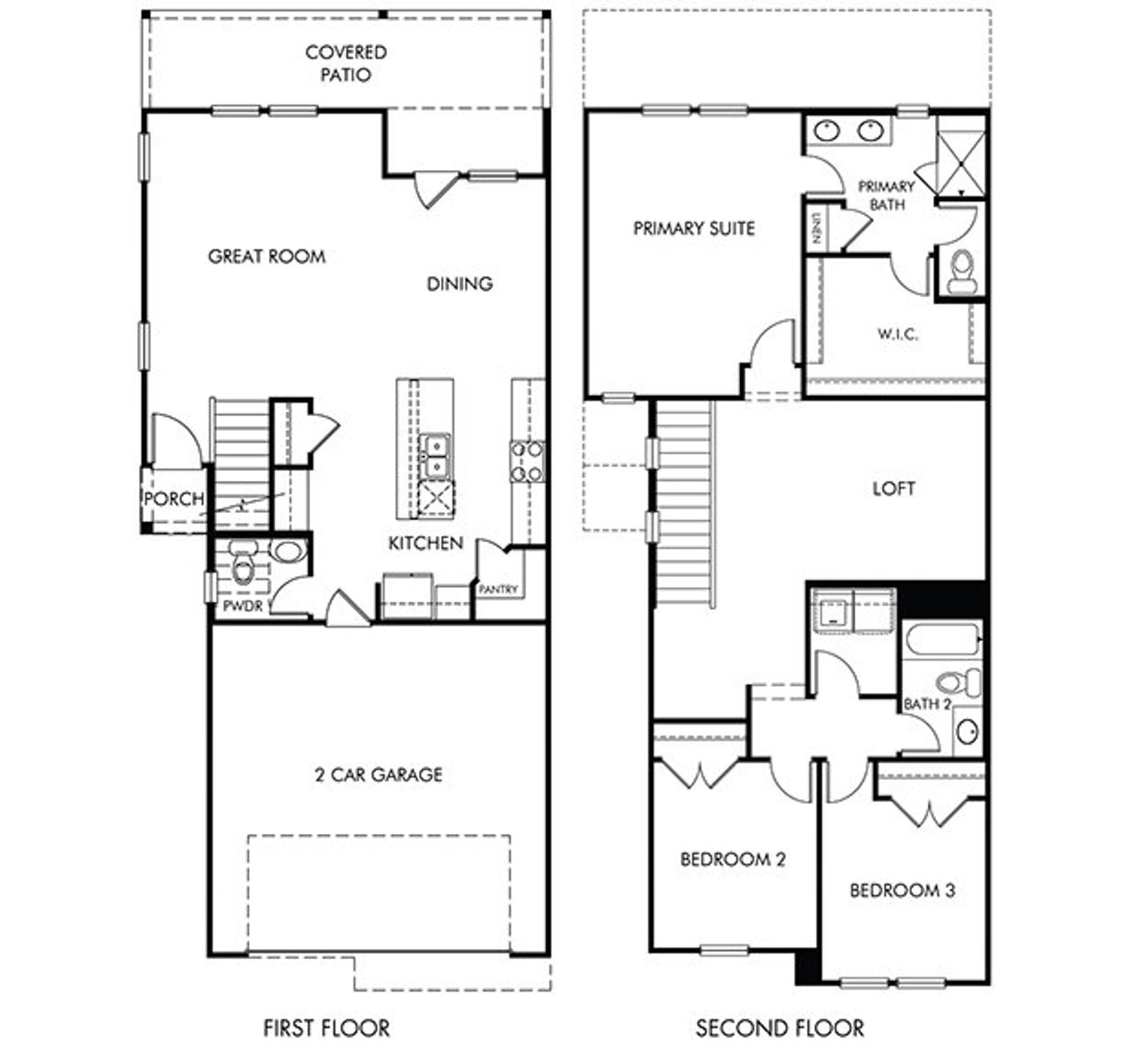 2D floor plan layout of this home in Pinewood Trails - City Series, Atascocita, TX (Image 2).