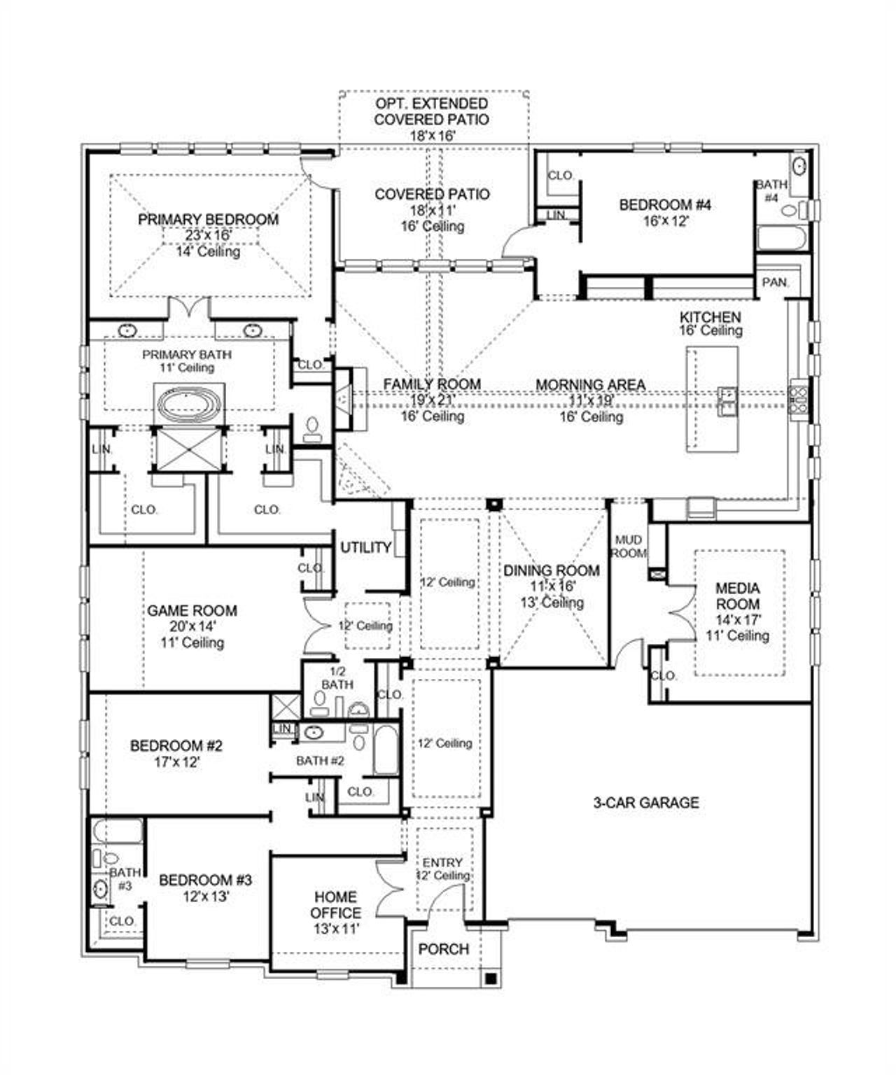 2D floor plan layout of this home in Bristol Valley, Heath, TX (Image 2).